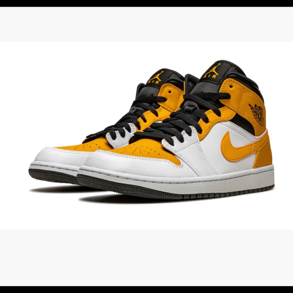 Jordan Air Jordan 1 Mid White Black Yellow (Gold) Sneakers